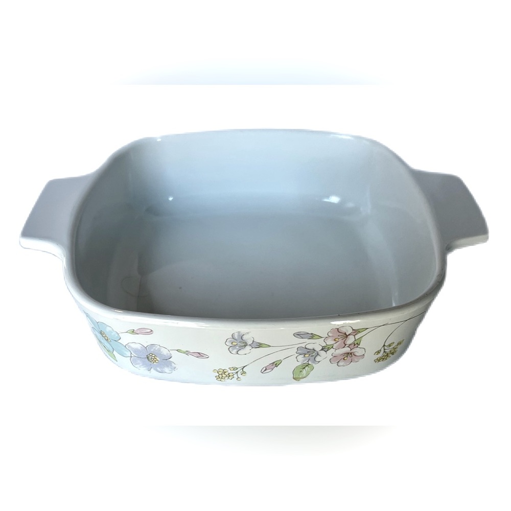 Corningware Pastel Bouquet 1 Liter Square Baking Casserole Serving Dish 1980s